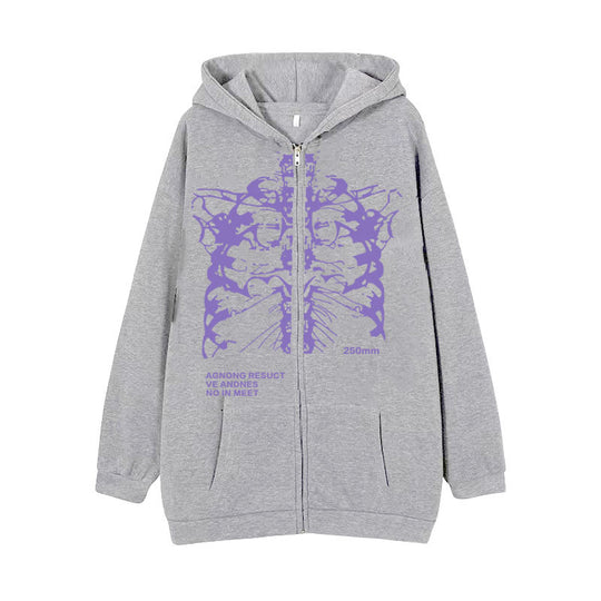 Damen nan Kapuzenjacke mit durchgehendem Reißverschluss und Rippenherz-Print Nord Taschen