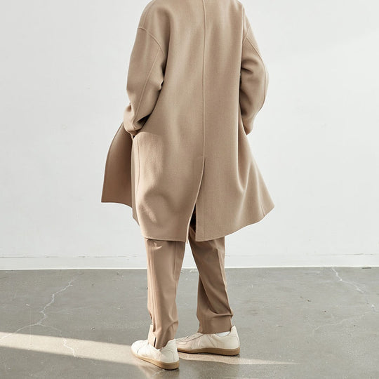 Herren Oversized Wollmantel mit Doppelreiher und Reverskragen Nord Taschen