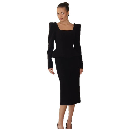 Damen Tailliertes Korsagen-Blazer-Top mit quadratischem Ausschnitt, Schößchen und betonten Schultern Nord Taschen