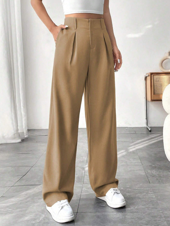 Damen Elegante Bundfaltenhose mit weitem Schnitt