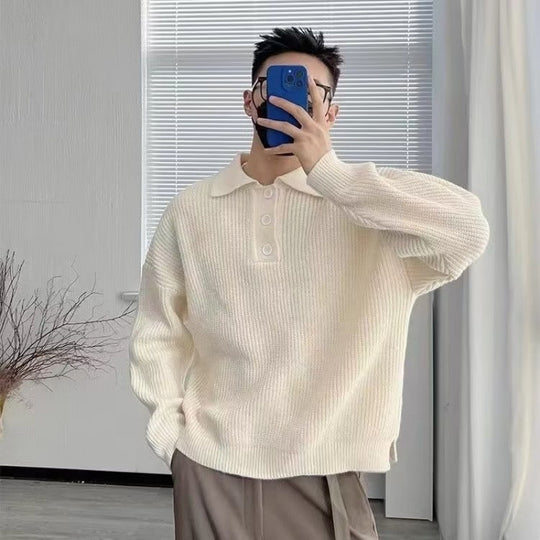 Herren Feinstrick-Polo-Pullover mit Halbschlupf‑Knopfleiste, Rippstruktur und Seitenschlitzen Nord Taschen