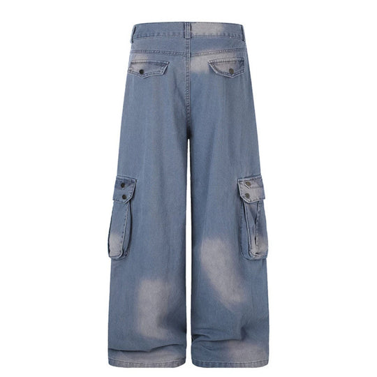 Damen Weite Cargo-Denim-Culotte mit Utility-Taschen Nord Taschen