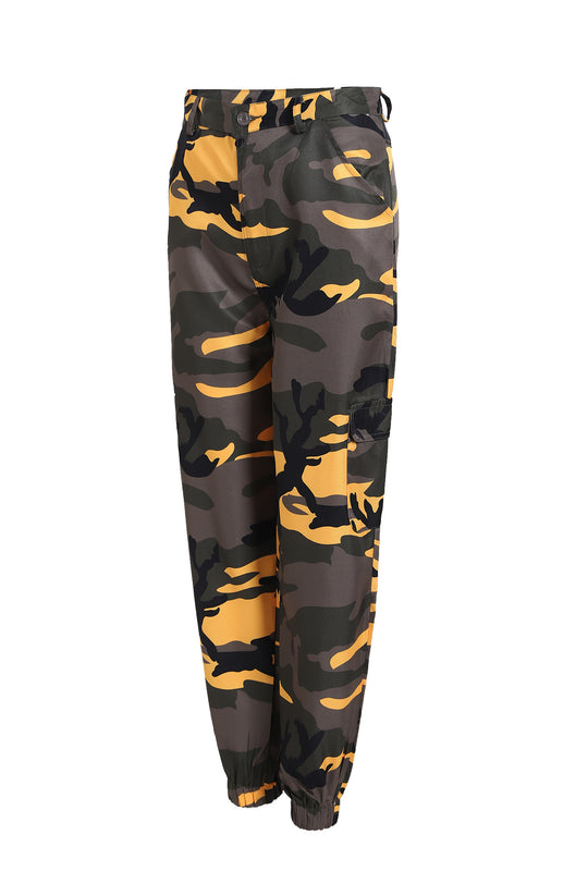 Damen Cargo-Jogginghose mit Camouflage-Muster und elastischen Bündchen Nord Taschen