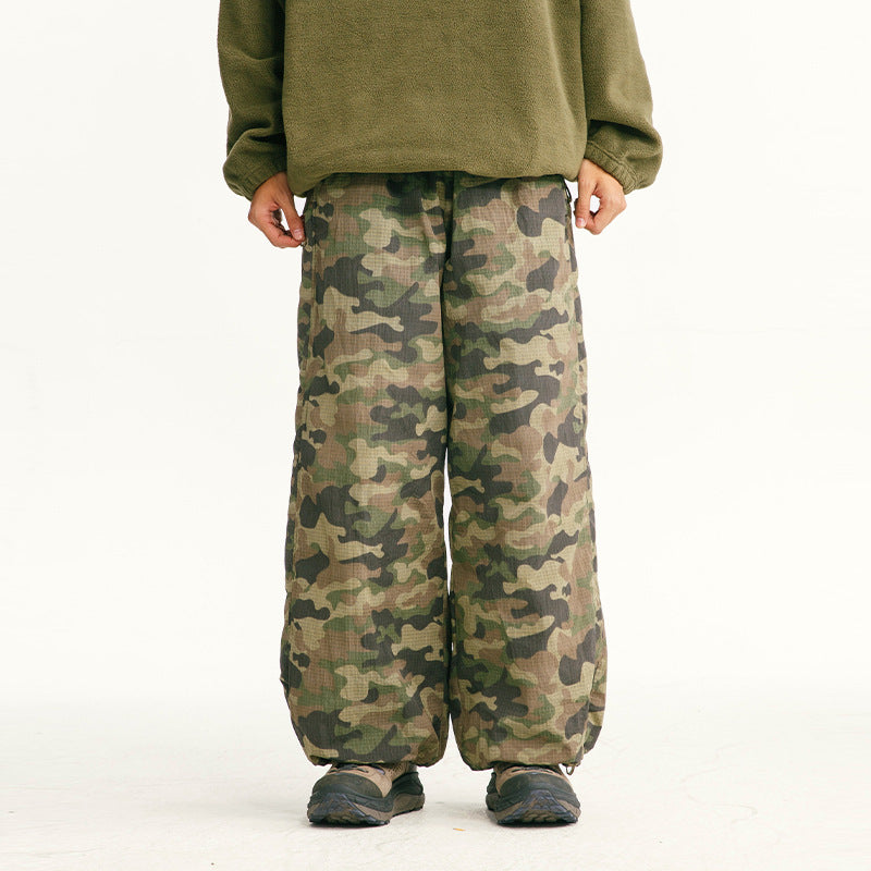 Herren Locker geschnittene Ripstop-Freizeithose mit Camouflage-Muster und elastischem Kordelbund Nord Taschen