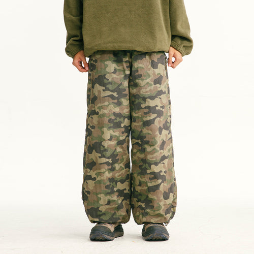 Herren Locker geschnittene Ripstop-Freizeithose mit Camouflage-Muster und elastischem Kordelbund Nord Taschen