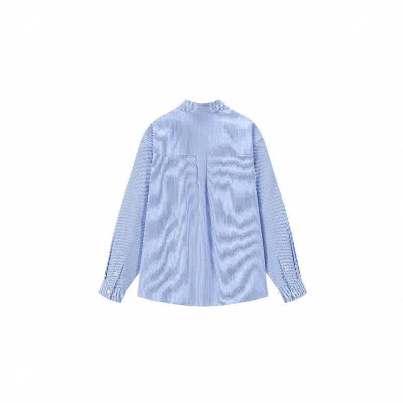 Damen Oversize-Casual-Hemd mit feinem Nadelstreifen und dekorativer Schleifen-Applikation Nord Taschen