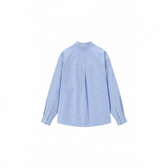 Damen Oversize-Casual-Hemd mit feinem Nadelstreifen und dekorativer Schleifen-Applikation Nord Taschen
