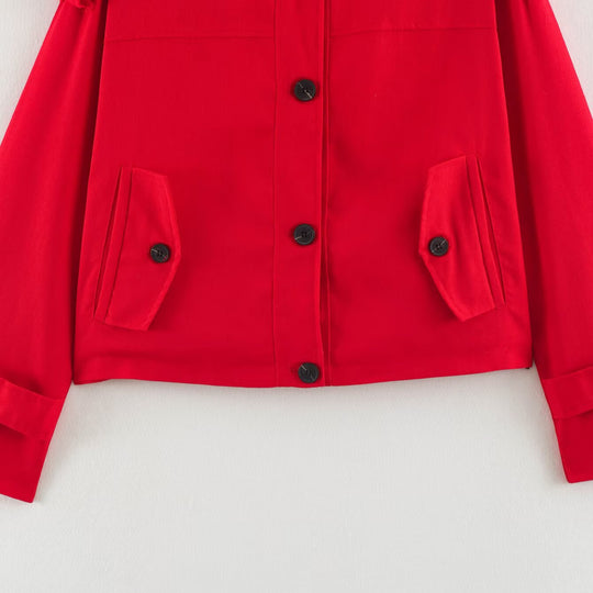 Damen Kurzjacke im Utility-Stil mit Stehkragen und Schulterpatten Nord Taschen
