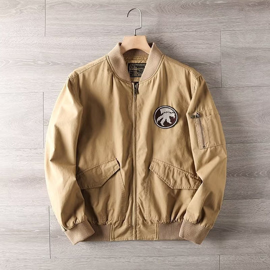 Herren Casual Bomberjacke mit Reißverschluss, Brustpatch und Ärmel-Taschendetail Nord Taschen