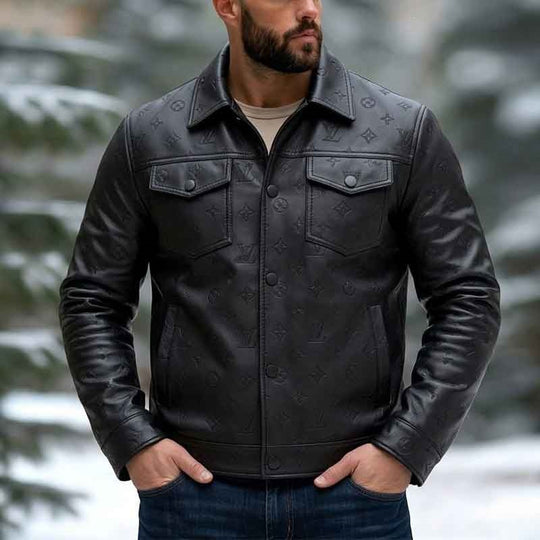 Herren Elegante Lederjacke Nord Taschen
