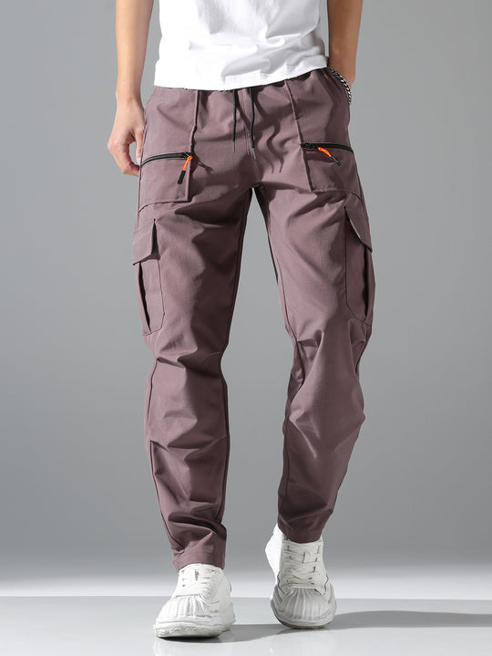 Herren Utility-Cargohose mit Reißverschlusstaschen, Tunnelzugbund & vorgeformten Kniepartien Nord Taschen