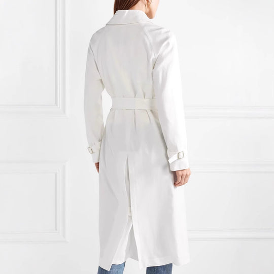 Damen Midilanger Einreihiger Trenchcoat mit Sturmlasche und verstellbaren Manschetten Nord Taschen