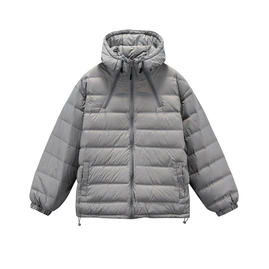 Herren Boxy-Pufferjacke mit hoher Stehkapuze, doppeltem Frontreißverschluss und Tunnelzug Nord Taschen