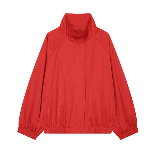 Damen Leichte Boxy-Übergangsjacke mit Funnelkragen und elastischem Saum Nord Taschen