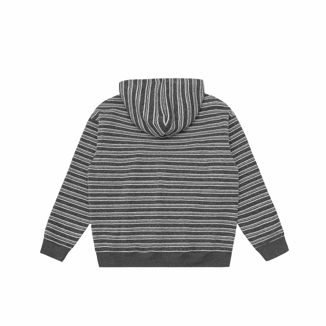 Unisex Gestreiftes Kapuzensweatshirt mit halbem Reißverschluss und Kängurutasche Nord Taschen