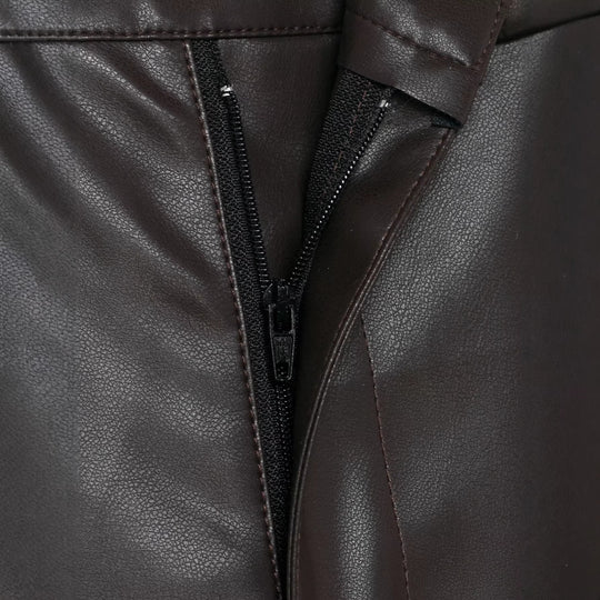 Damen Hochtaillierte Kunstlederhose mit weiter tapered Passform Nord Taschen