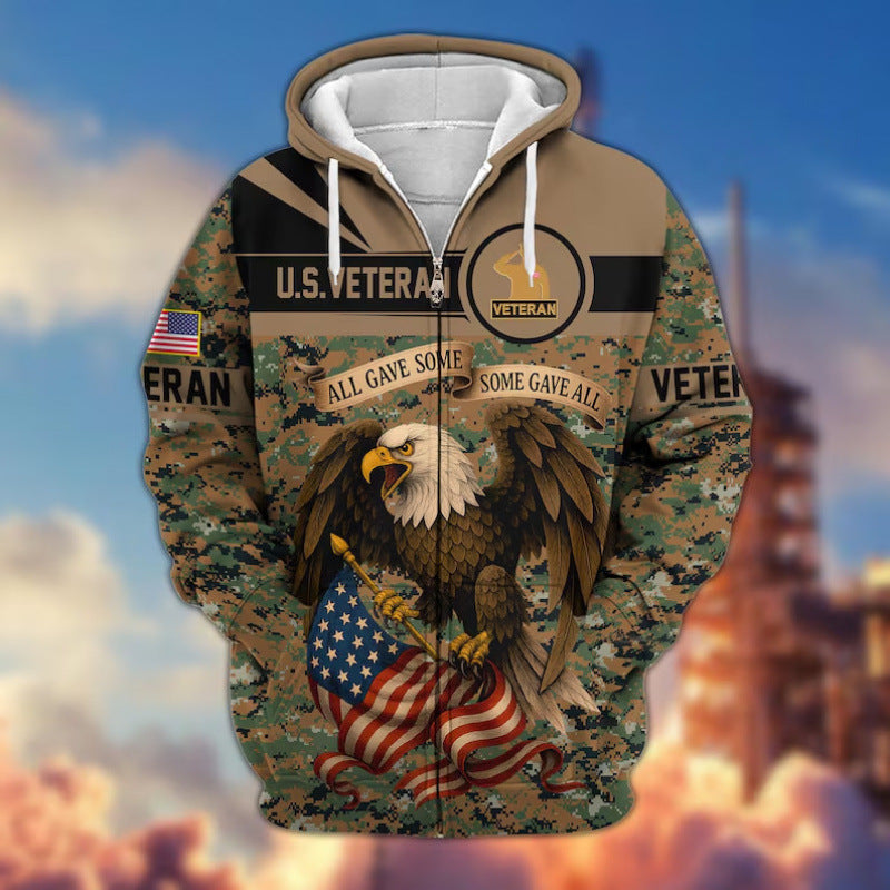 Herren Kapuzensweater mit amerikanischem Veteranenmotiv Nord Taschen
