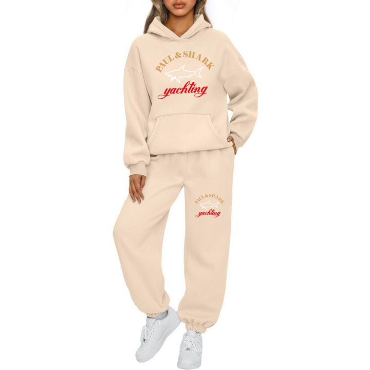 Damen oversized Hoodie und Jogginghose Set mit Kapuze Kängurutasche und gerippten Bündchen Nord Taschen