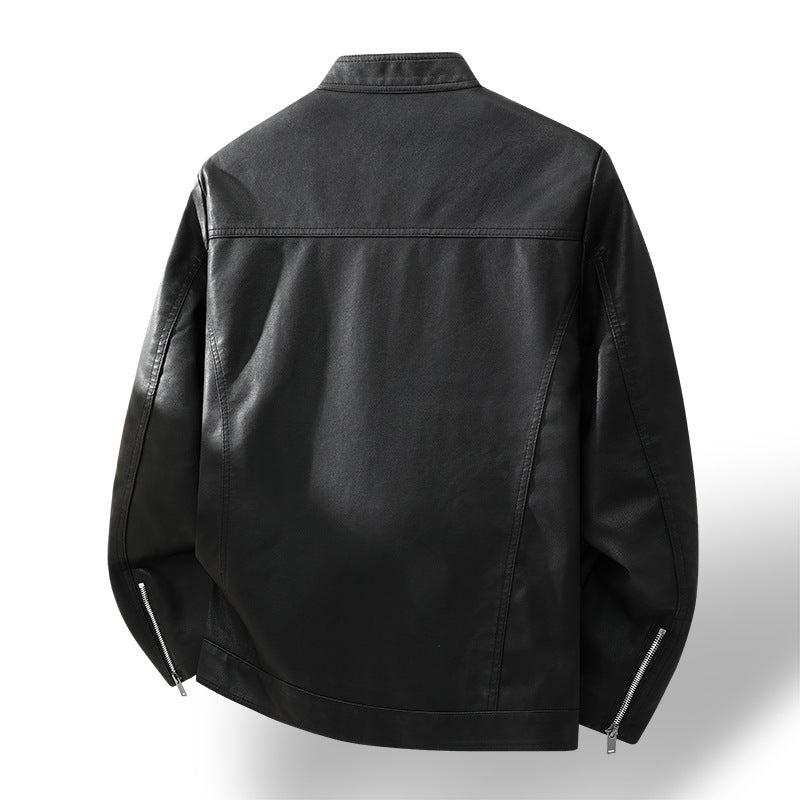 Herren Schlichte Kunstleder-Cityjacke mit Stehkragen, Zweiwege-Reißverschluss & Eingrifftaschen Nord Taschen