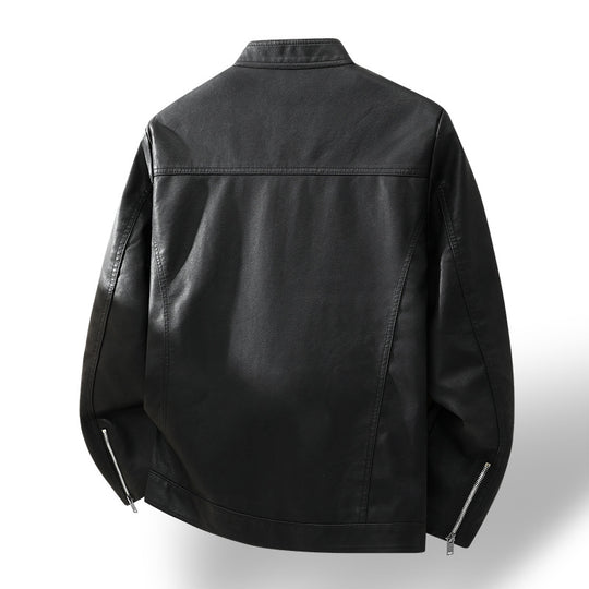 Herren Schlichte Kunstleder-Cityjacke mit Stehkragen, Zweiwege-Reißverschluss & Eingrifftaschen Nord Taschen