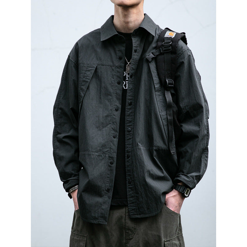 Herren Technisches Field-Overshirt im Utility-Look mit Druckknopfleiste und kastiger Passform Nord Taschen