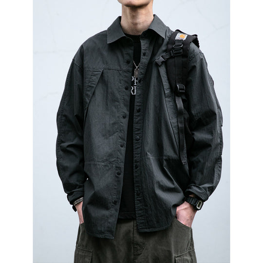Herren Technisches Field-Overshirt im Utility-Look mit Druckknopfleiste und kastiger Passform Nord Taschen