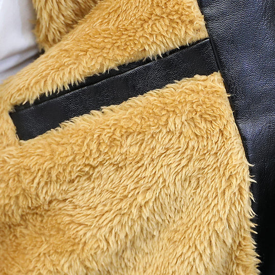 Herren Lederoptik-Zipblouson mit wärmender Teddyinnenlage und minimaler Nahtführung Nord Taschen