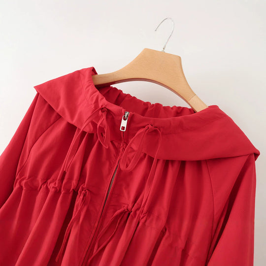 Damen Leichte Kapuzenjacke mit Tunnelzug, taillierbarer Kordel und Reißverschluss Nord Taschen