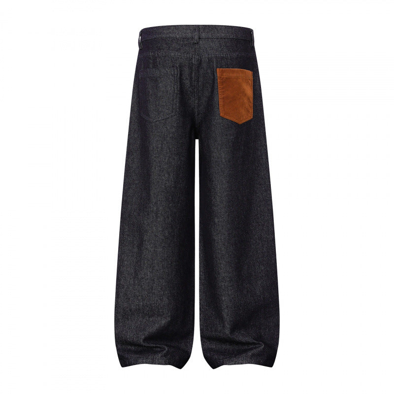 Damen Weite Ballon-Jeanshose mit hoher Taille, Knopfverschluss und gerafftem Saum Nord Taschen