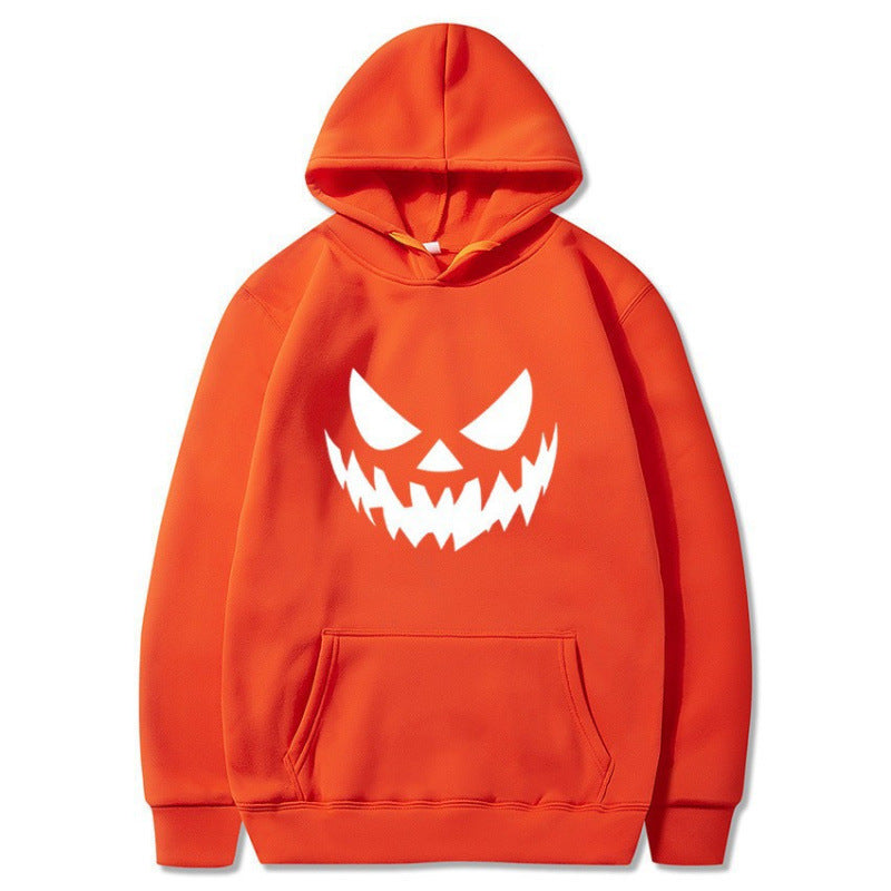 Unisex Kapuzenpullover mit gruseligem Kürbisgesicht-Print und Oversize Kängurutasche Nord Taschen