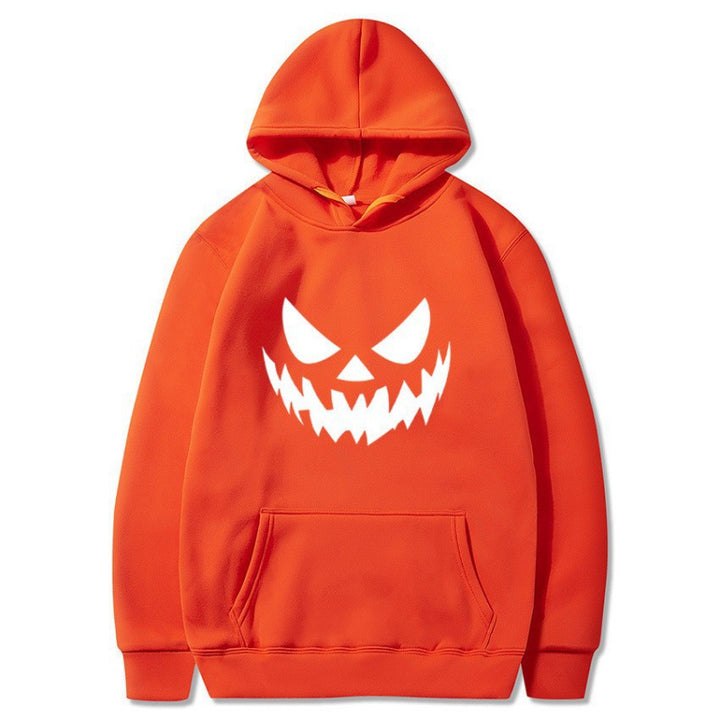 Unisex Kapuzenpullover mit gruseligem Kürbisgesicht-Print und Oversize Kängurutasche Nord Taschen