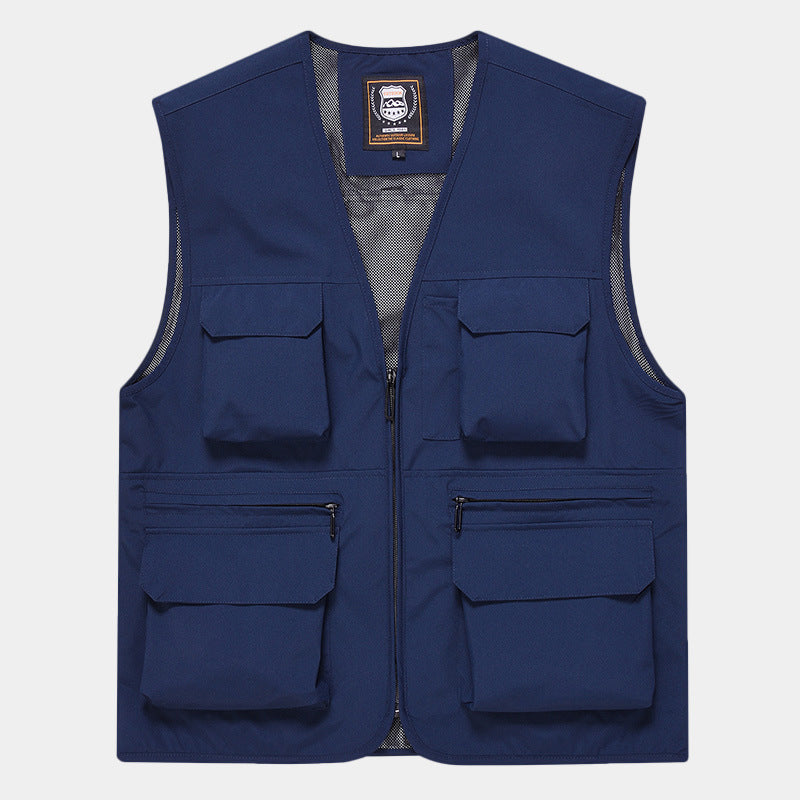 Herren Multifunktionale Utility‑Weste aus technischem Canvas mit Mesh‑Futter und Frontreißverschluss Nord Taschen