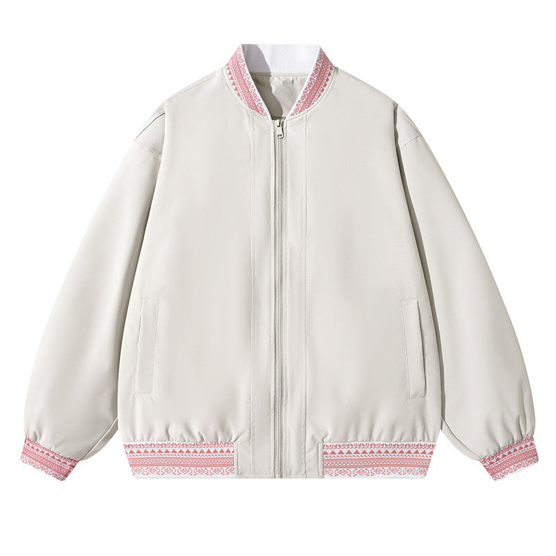 Damen Oversize Bomberjacke mit folklorischen Stickborden Nord Taschen