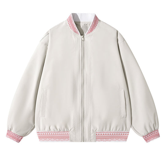 Damen Oversize Bomberjacke mit folklorischen Stickborden Nord Taschen