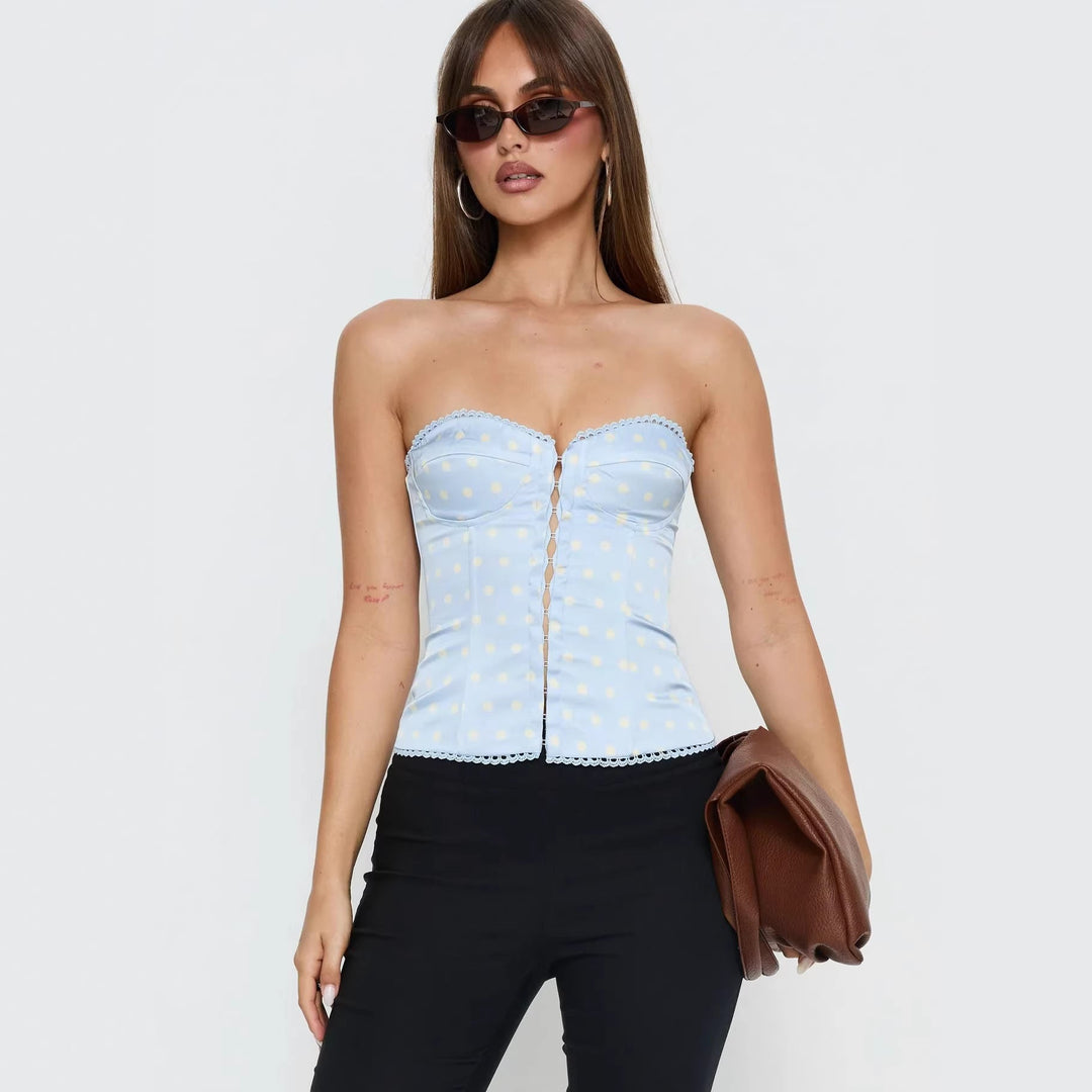 Damen Korsettoberteil mit niedlichem Punktedesign und dekorativen Knopfdetails Nord Taschen