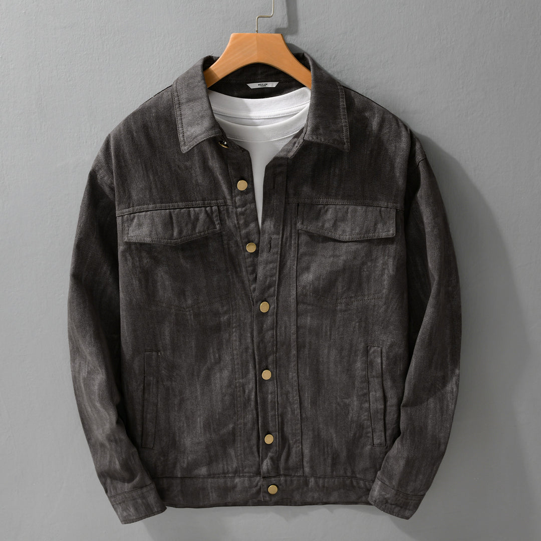 Herren Jeansjacke im Acid‑Wash Look mit Oversize‑Schnitt Nord Taschen