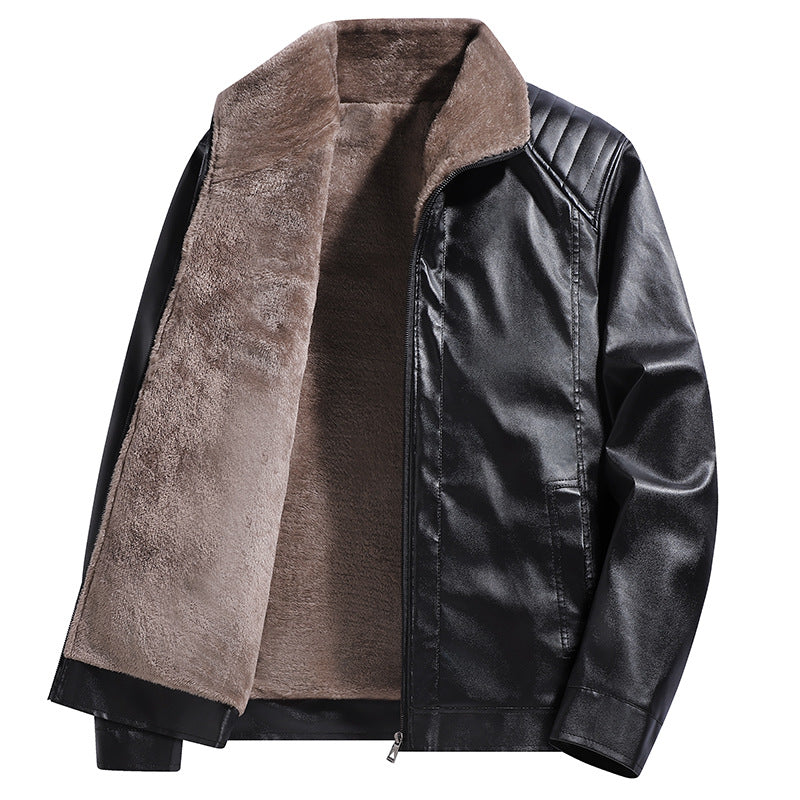 Herren Kunstleder-Fliegerjacke mit Teddyfutter und gesteppter Schulterpartie Nord Taschen