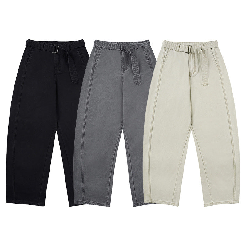 Herren Weite Baumwoll-Baggyhose mit tiefem Schritt und verlängertem Saum Nord Taschen