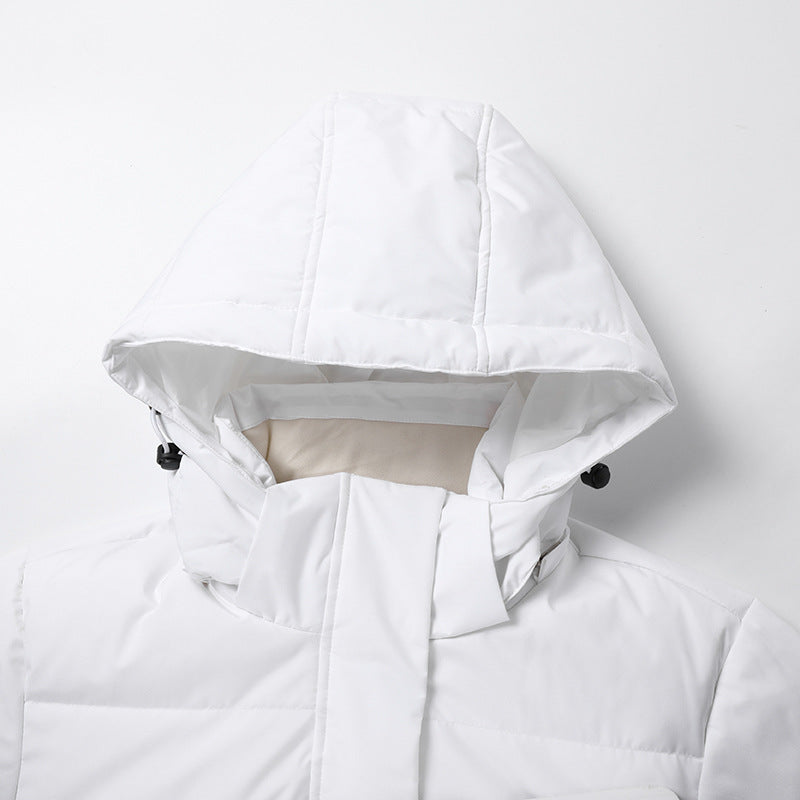 Damen Langer minimalistischer Steppmantel mit konturierter Kapuze und ultraleichter Thermofüllung Nord Taschen