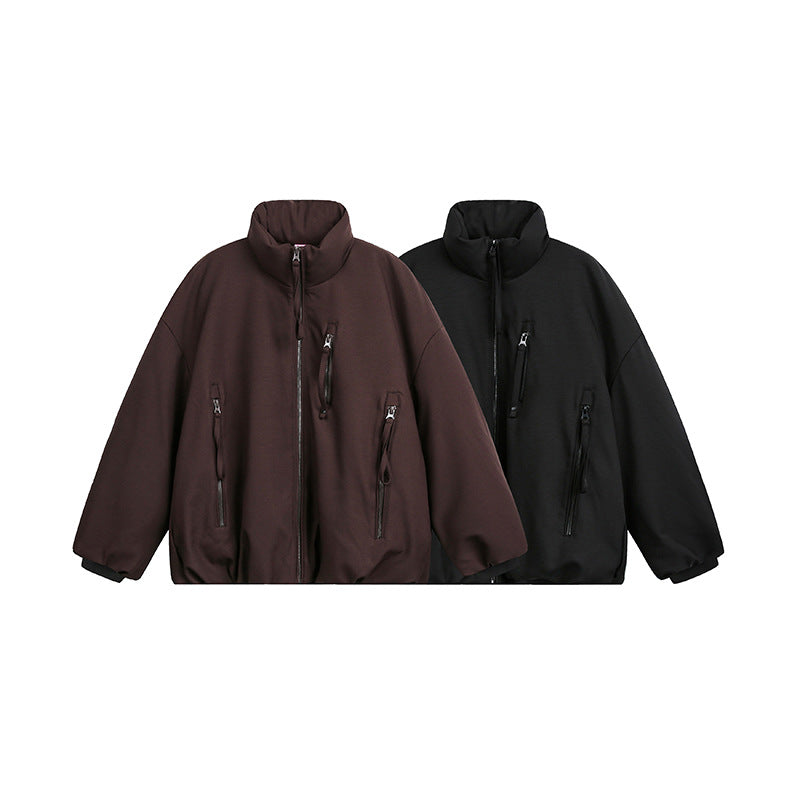 Unisex Weit geschnittene Utility-Fleecejacke mit Stehkragen und mehreren Reißverschlusstaschen Nord Taschen