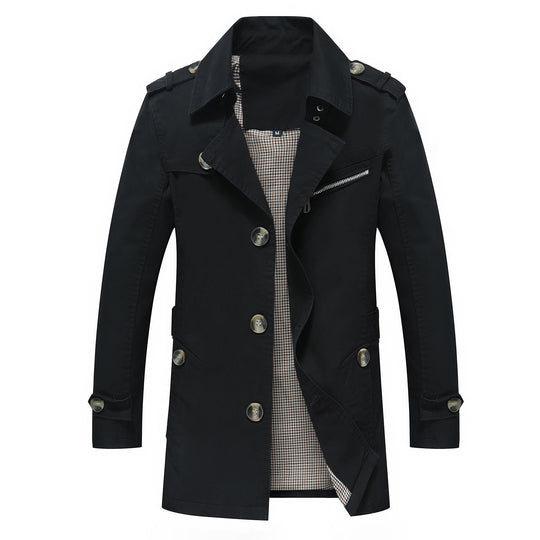 Herren Eleganter Field‑Trench mit tailliertem Schnitt, Schulterklappen und verstellbaren Manschetten Nord Taschen