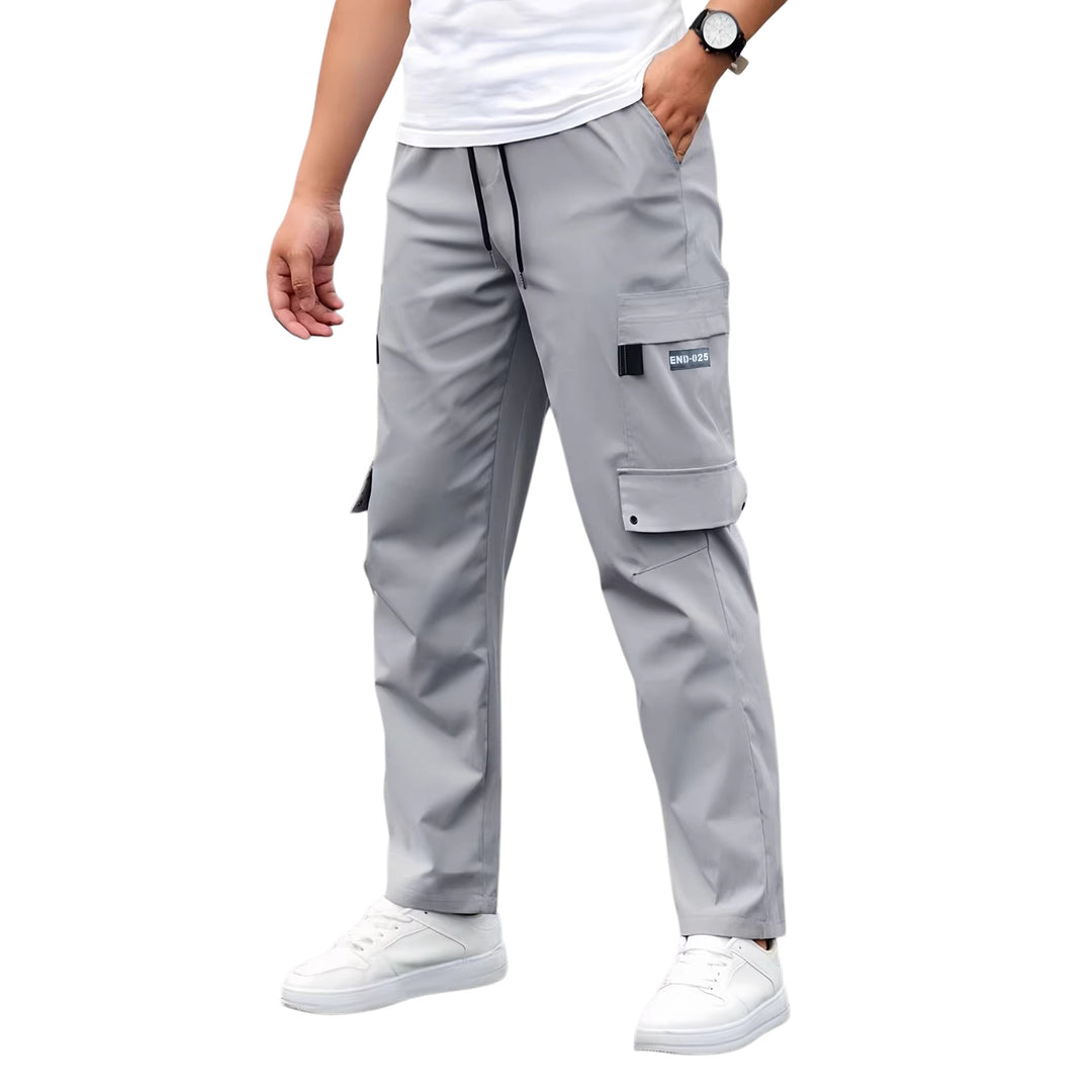 Herren Lässige technische Cargohose mit Multifachtaschen, Tunnelzugbund und geradem Bein Nord Taschen