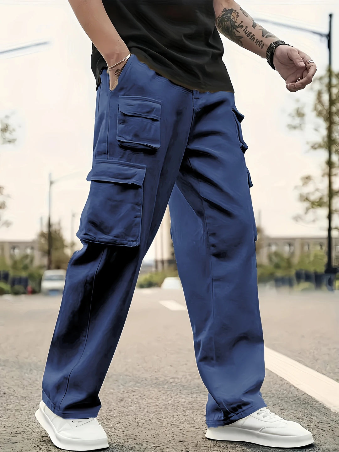 Herren Multifunktionale Cargo-Hose mit mehreren Klapptaschen und geradem Bein Nord Taschen
