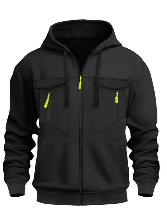 Herren Kapuzen-Sweatjacke mit durchgehendem Reißverschluss, zwei zip-Brusttaschen und ergonomischen Bündchen Nord Taschen