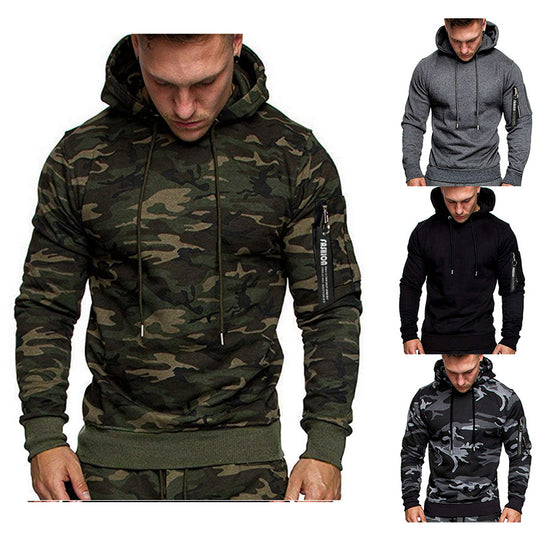 Herren Slim-Fit Hoodie mit Ärmel‑Zip‑Tasche, Kapuze und Kordelzug Nord Taschen