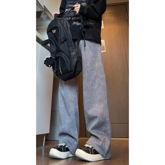 Herren Oversized Cordhose mit Distressed‑Details, weitem Bein und Tunnelzug Nord Taschen