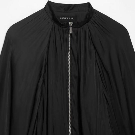 Damen Gefaltete Cropped Capejacke mit Reißverschluss und balloniertem Saum Nord Taschen