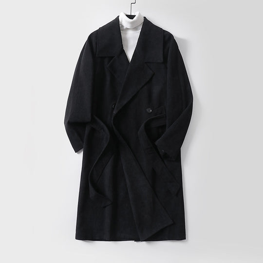 Damen Oversize-Mantel mit breitem Revers und Taillengürtel Nord Taschen