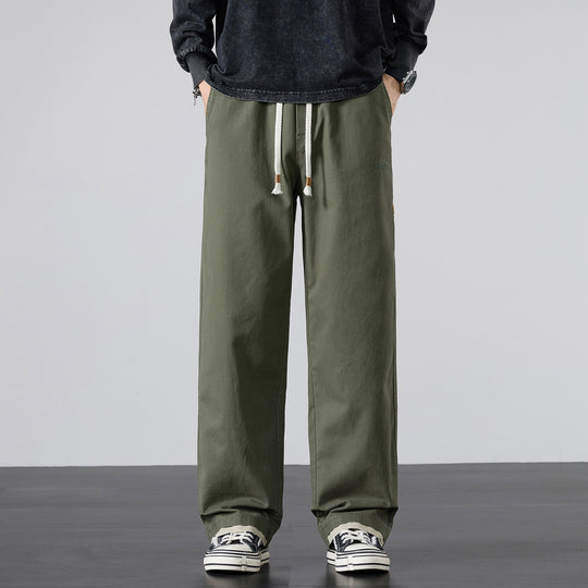 Herren Weite Baumwoll-Canvas-Hose im Wide‑Leg mit Kordelzugbund Nord Taschen