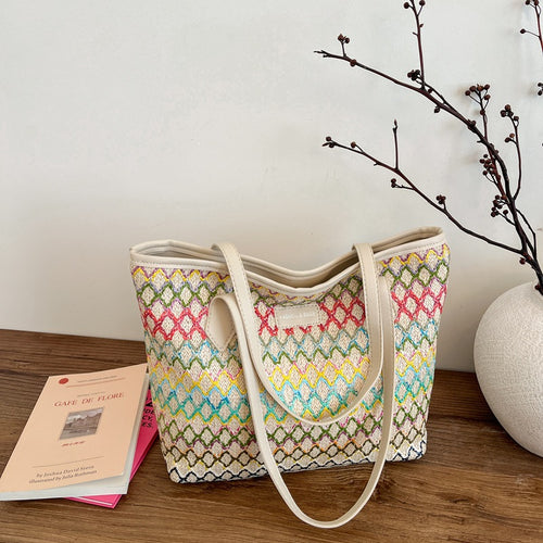 Damen stilvolle Einkaufstasche aus beschichtetem Material mit buntem Muster Nord Taschen